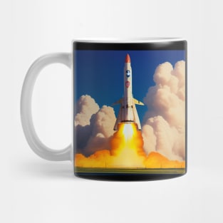 Vintage Space Rocket Launch Mug